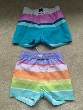 Boys' Colorblock & Rainbow Stripe Swim Trunks - Multi